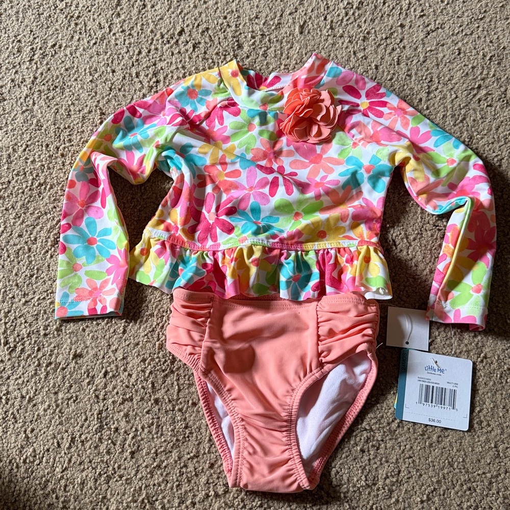Little Me Floral Swim Set - Pink, Yellow, Blue